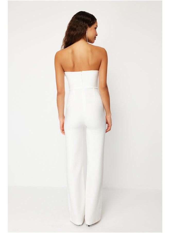 trendyol - White Wide Leg Woven Otrish Jumpsuit TPRSS24TU00006 - Image 1