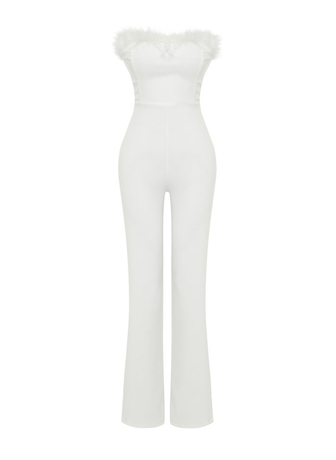 trendyol - White Wide Leg Woven Otrish Jumpsuit TPRSS24TU00006 - Image 1