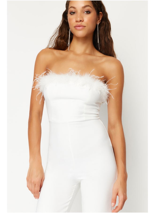 trendyol - White Wide Leg Woven Otrish Jumpsuit TPRSS24TU00006 - Image 1
