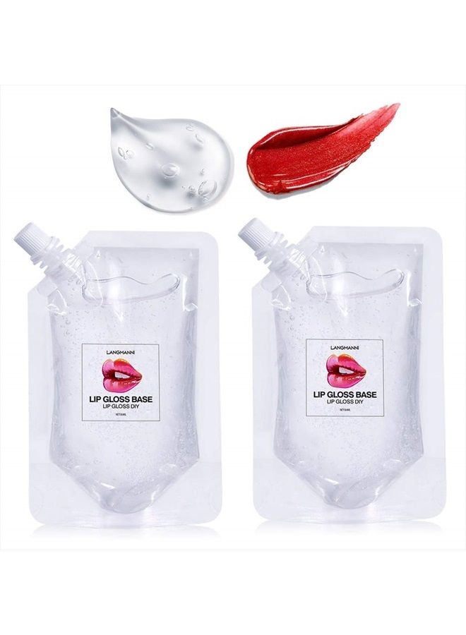 Bestland 2Pack DIY Homemade Moisturizing Lip Gloss Base, Lip Makeup Primer Basic Lipstick Material, Natural Non-stick Clear Lip Gloss Base Making Lip Gloss Supplies, 2Pack 100ml (Transparent) - Image 1