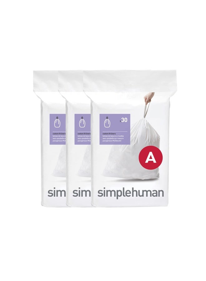 simplehuman أكياس قمامة بسحاب مخصصة في عبوات موزعة 90 قطعة 4.5 لتر 1.2 جالون أبيض - Image 1