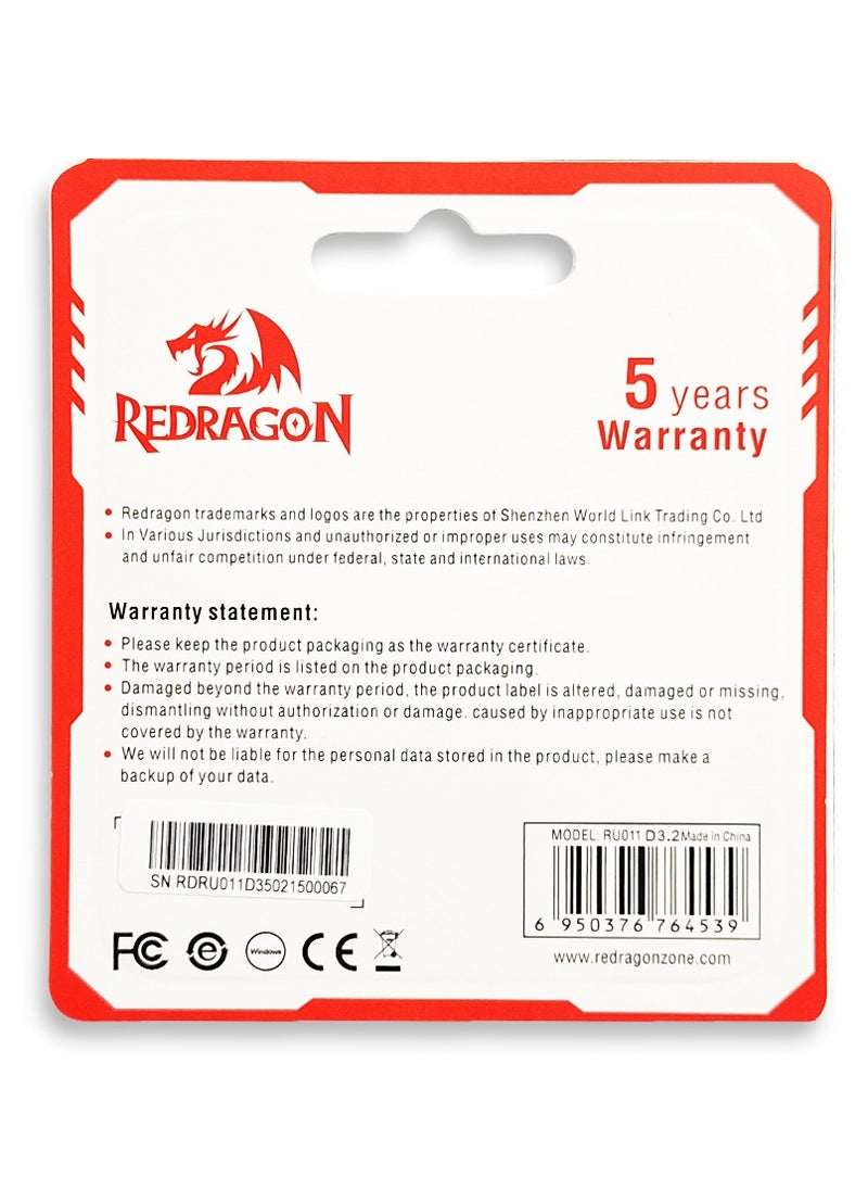 REDRAGON RU011 256GB High-Speed USB 3.2 Flash Drive – Ultra Fast 200MB/s Read Speed – Durable Metal Body – Compact & Stylish Design – Compatible with Laptop, PC, Smart TV, and Mobile Devices  - Image 2