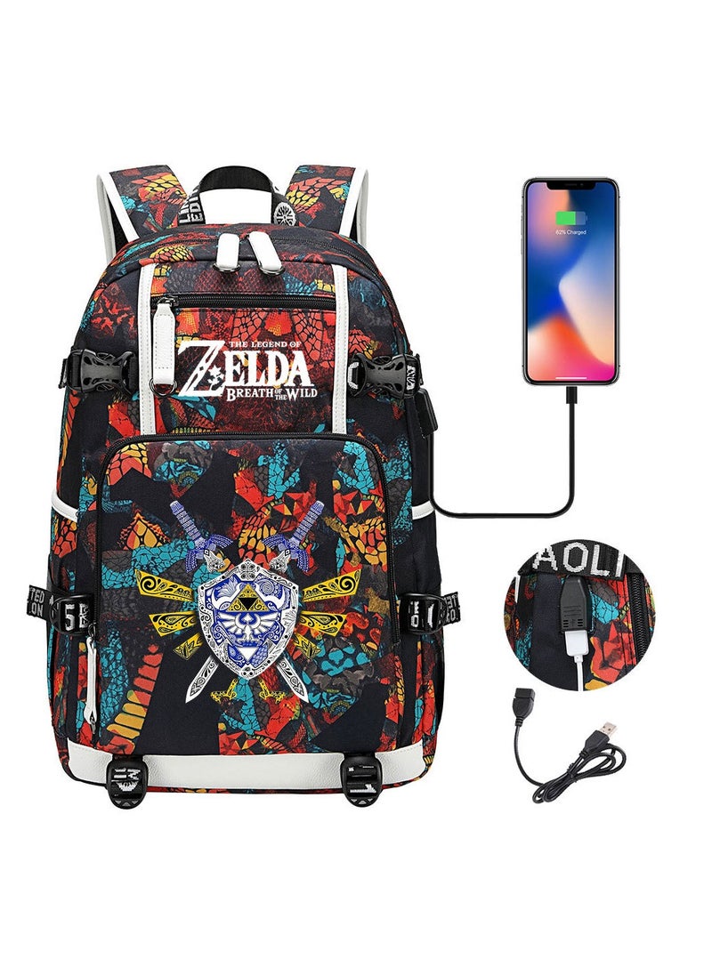 Generic - The Legend of Zelda Backpack School Bag Laptop Backpack with USB Charging Port & Headphone Port - Image 1