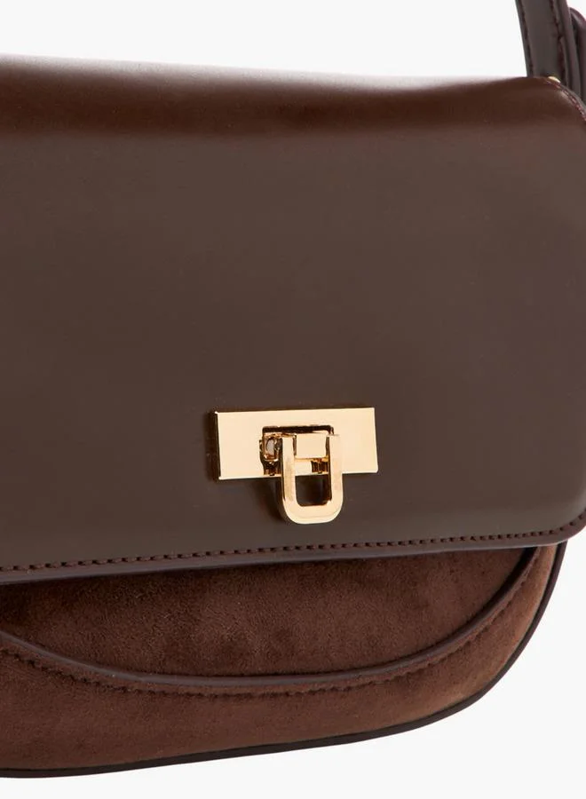 Flora Bella By Shoexpress Solid Crossbody Bag with Twist Lock Closure