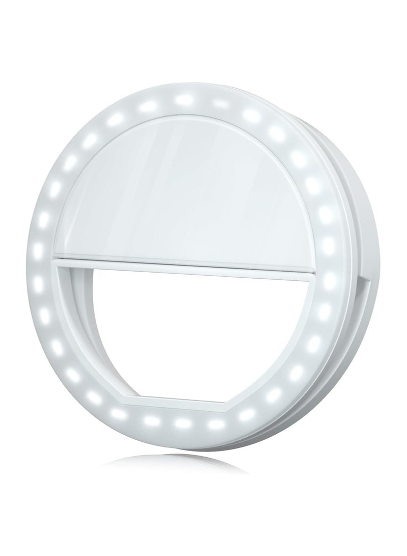 184 Selfie Ring Light with 36 LED Bulbs, Flash Lamp Clip Ring Lights Fill-in Lighting Portable for Phone/Tablet/iPad/Laptop Camera - White - Image 1