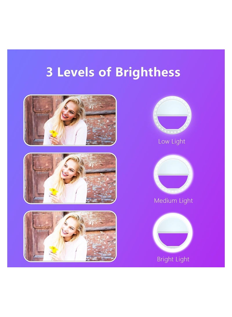 184 Selfie Ring Light with 36 LED Bulbs, Flash Lamp Clip Ring Lights Fill-in Lighting Portable for Phone/Tablet/iPad/Laptop Camera - White - Image 3