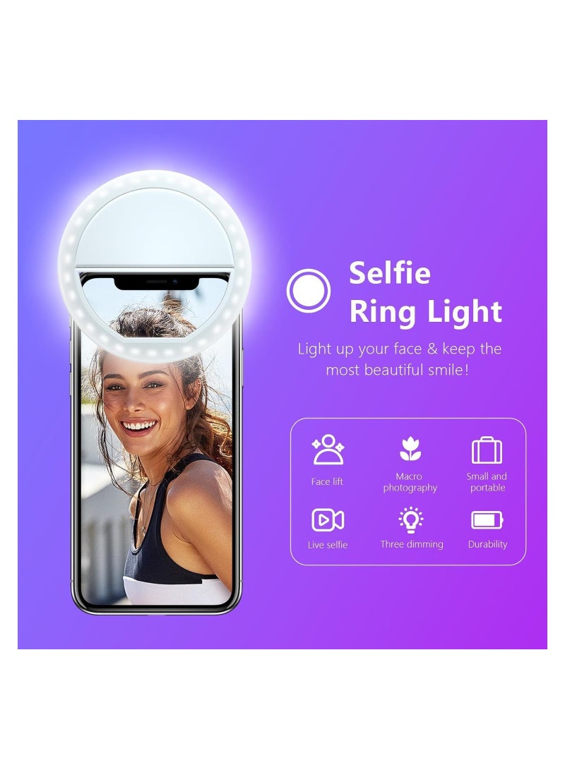 184 Selfie Ring Light with 36 LED Bulbs, Flash Lamp Clip Ring Lights Fill-in Lighting Portable for Phone/Tablet/iPad/Laptop Camera - White - Image 2