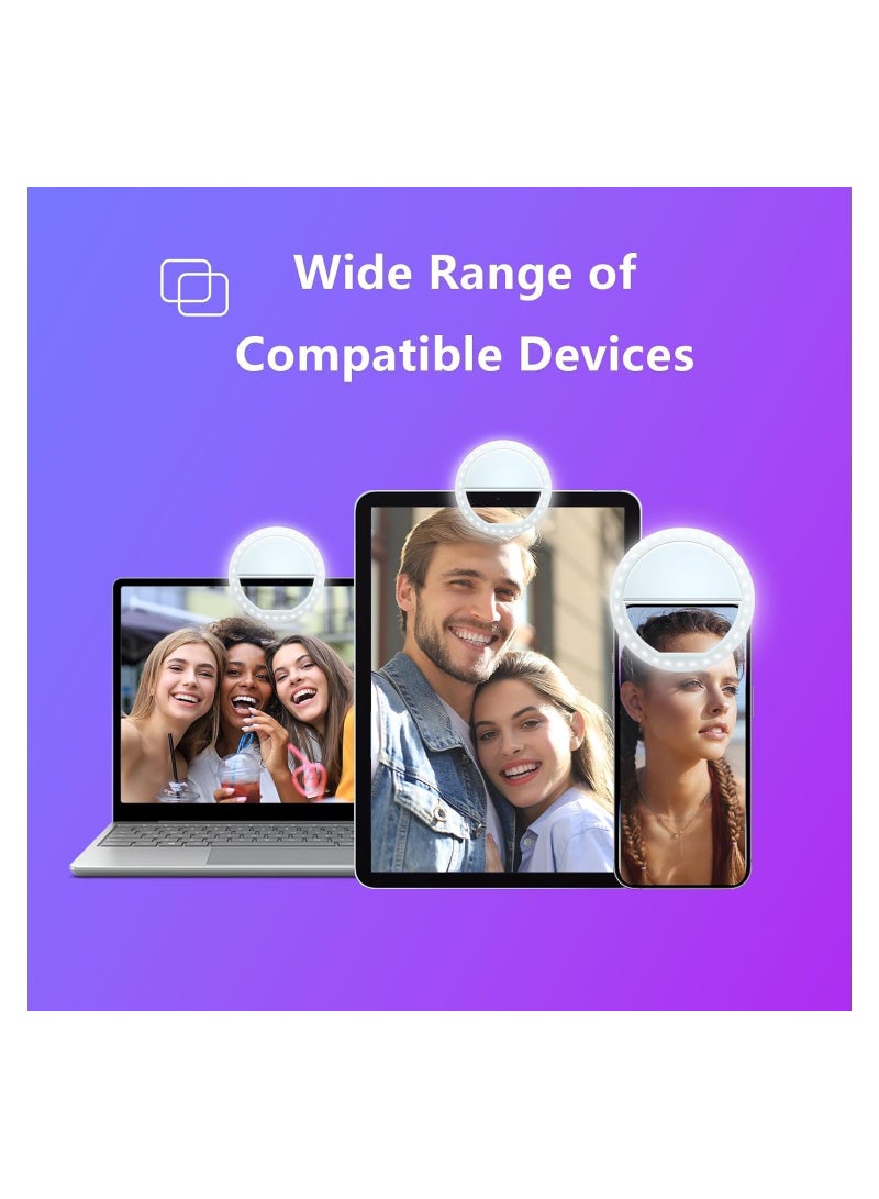 184 Selfie Ring Light with 36 LED Bulbs, Flash Lamp Clip Ring Lights Fill-in Lighting Portable for Phone/Tablet/iPad/Laptop Camera - White - Image 4