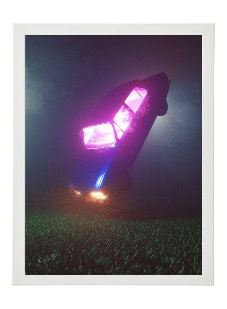RKN Wall Art Poster Frame Neon Car 30X40 Cm - Image 1