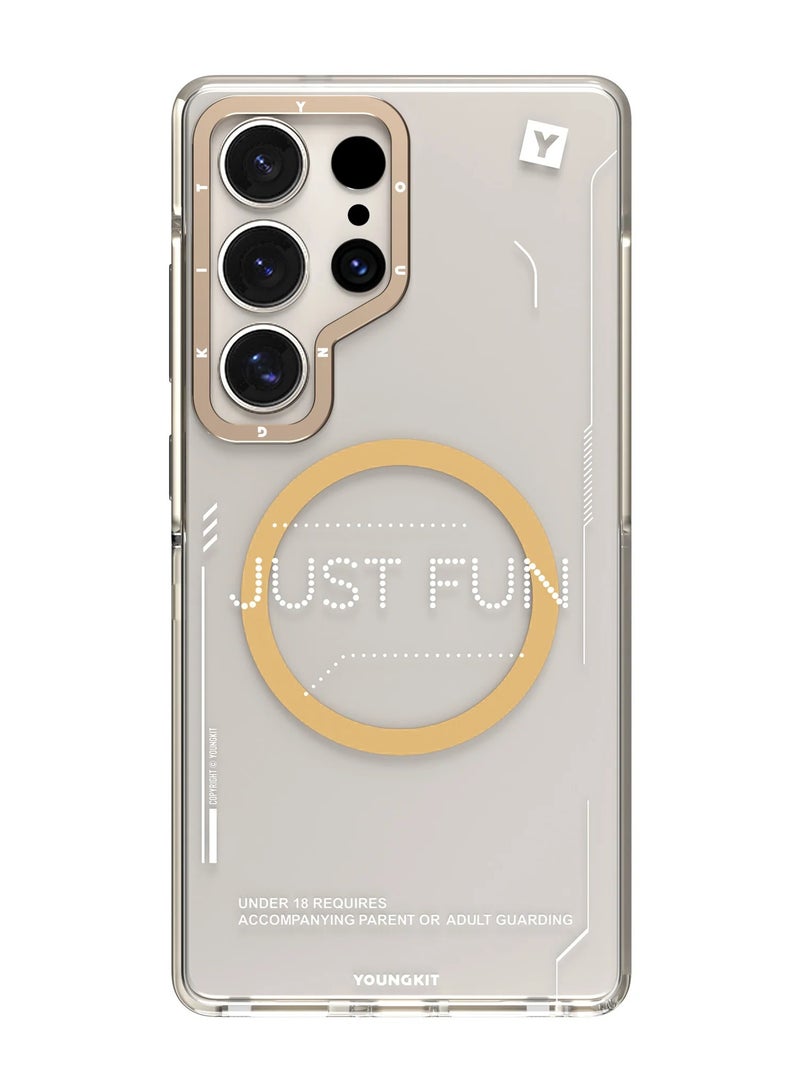 YOUNG KIT Removable Crystal Non-Yellowing Case for Samsung Galaxy S25 Ultra – Transparent + Gold | Detachable Clear Protective Cover - Image 1