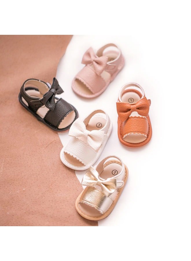 Meckior Baby Toddler Infant Girls PU Leather Soft Closed Toe Summer Sandals Flower Princess Flat Shoes - Image 4