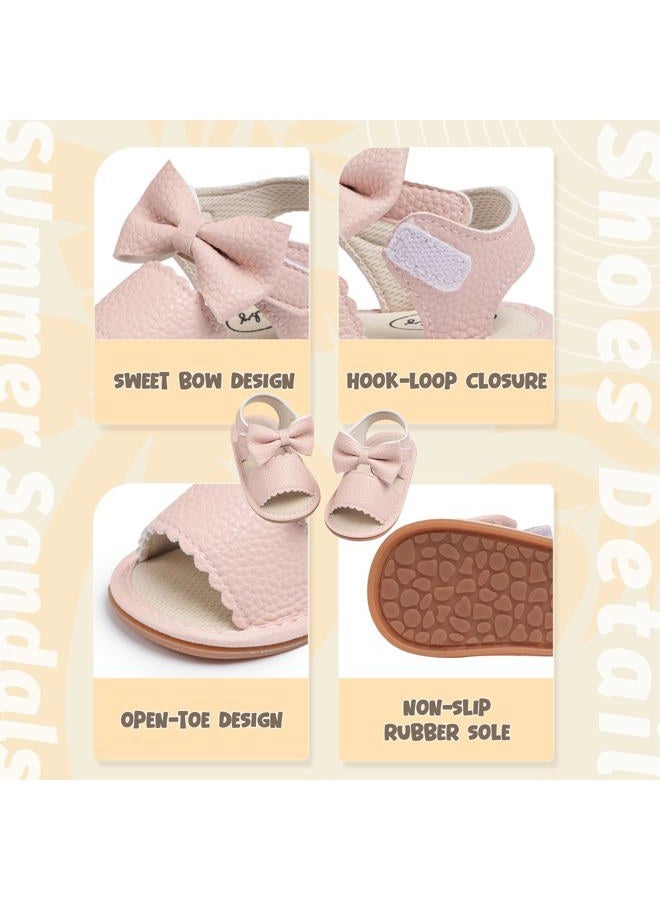 Meckior Baby Toddler Infant Girls PU Leather Soft Closed Toe Summer Sandals Flower Princess Flat Shoes - Image 5