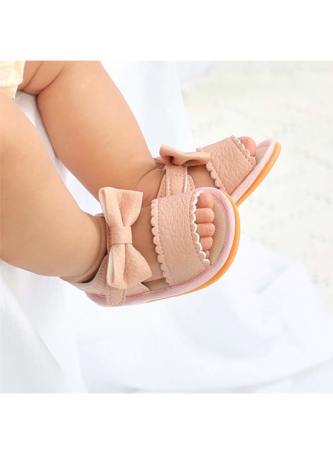Meckior Baby Toddler Infant Girls PU Leather Soft Closed Toe Summer Sandals Flower Princess Flat Shoes - Image 2