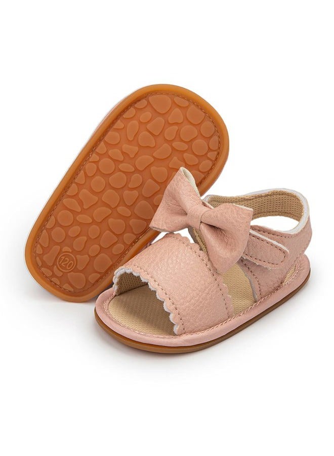 Meckior Baby Toddler Infant Girls PU Leather Soft Closed Toe Summer Sandals Flower Princess Flat Shoes - Image 1