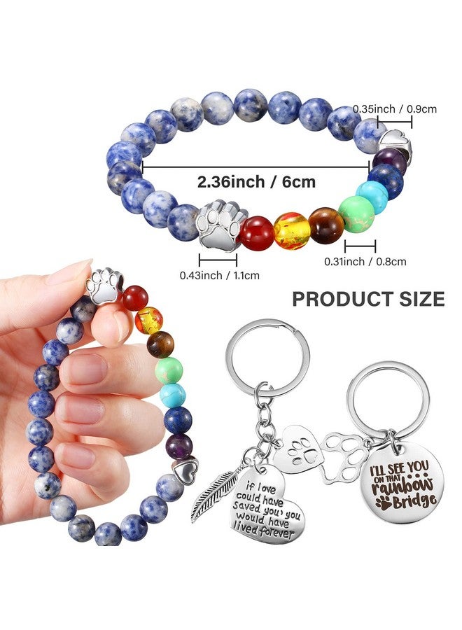 Jadive Jadive 9 Pieces Pet Memorial Gifts Set Rainbow Bridge Bracelet Memorial Bracelet Dog Loss Keychain Rainbow Bridge Poem Card with Flannel Organza Bag for Women Men Pet Lovers(Classic Style)  - Image 2