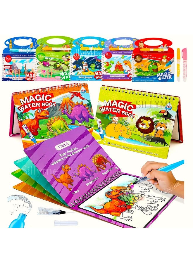 سيلي مي مجموعة هدايا عيد ميلاد SILLYME من 12 قطعة لحفلات الأطفال - كتاب سحري مائي للأطفال - كتاب رسم مائي - مجموعة كتب تلوين ورسم - ألعاب تعليمية - فن خربش سريع الجفاف، متعدد الألوان - Image 1