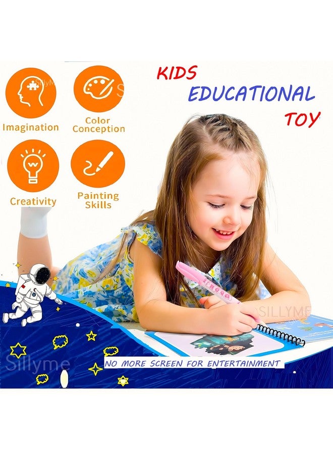 سيلي مي مجموعة هدايا عيد ميلاد SILLYME من 12 قطعة لحفلات الأطفال - كتاب سحري مائي للأطفال - كتاب رسم مائي - مجموعة كتب تلوين ورسم - ألعاب تعليمية - فن خربش سريع الجفاف، متعدد الألوان - Image 3