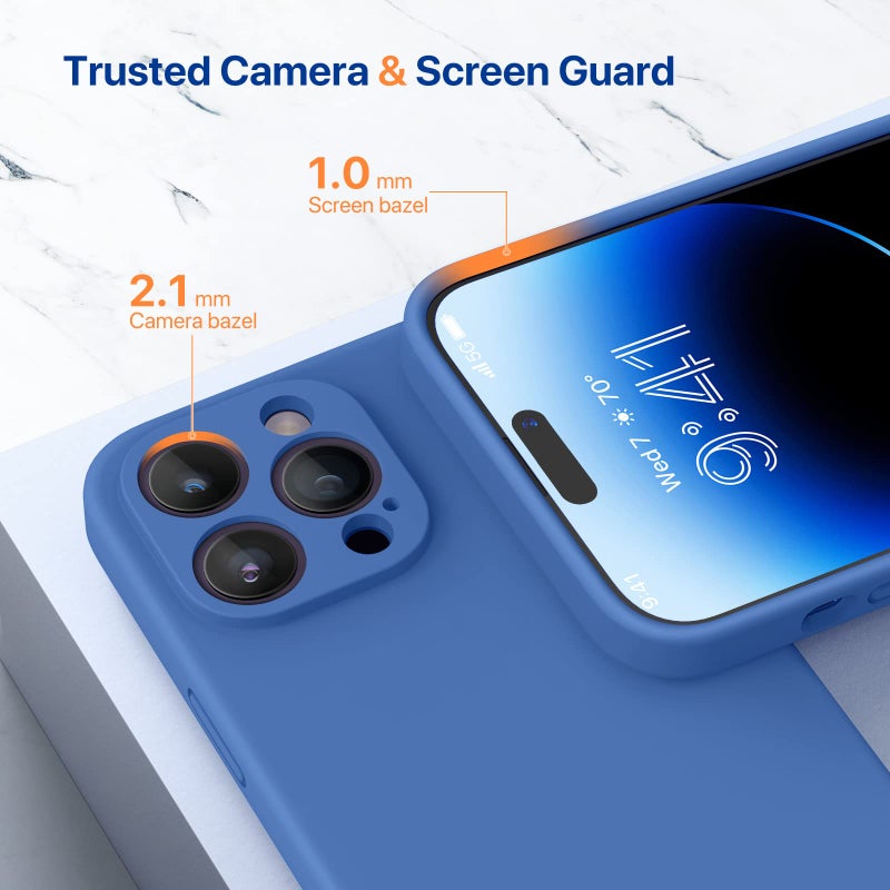 Miracase Designed for iPhone 14 Pro Case with Screen Protector, [Upgraded Camera Protection], Shockproof Liquid Silicone Rubber Phone Case Cover for 14 Pro 6.1 inch, Aqua Blue - Image 5