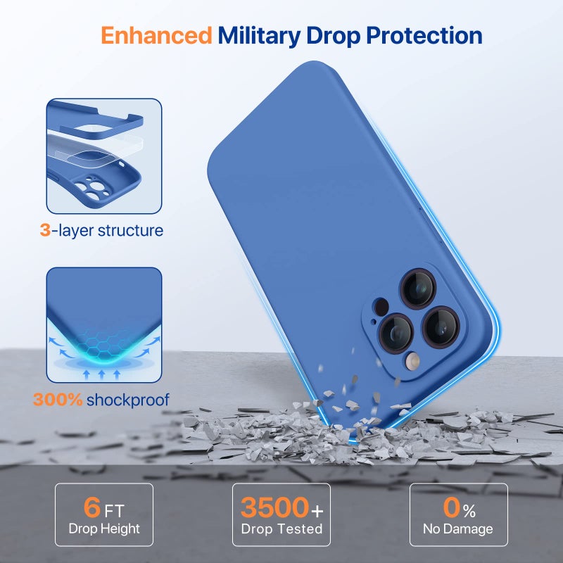 Miracase Designed for iPhone 14 Pro Case with Screen Protector, [Upgraded Camera Protection], Shockproof Liquid Silicone Rubber Phone Case Cover for 14 Pro 6.1 inch, Aqua Blue - Image 4