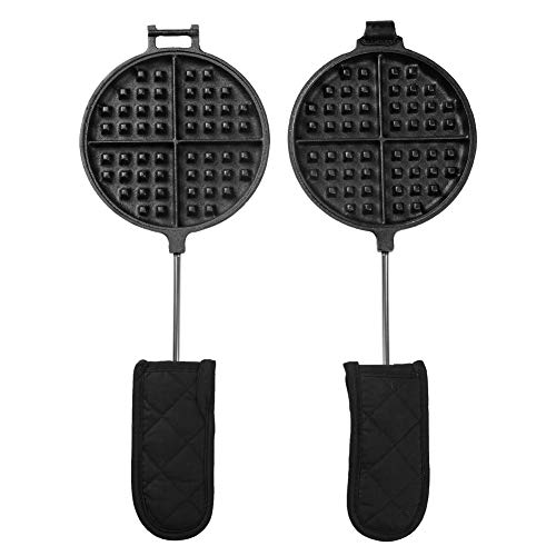 HAWOK Cast Iron Waffle Maker with Handle Hoder and Basting Brush…… - Image 2
