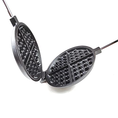 HAWOK Cast Iron Waffle Maker with Handle Hoder and Basting Brush…… - Image 5