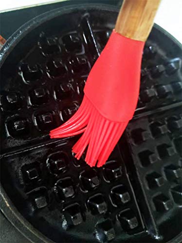 HAWOK Cast Iron Waffle Maker with Handle Hoder and Basting Brush…… - Image 3