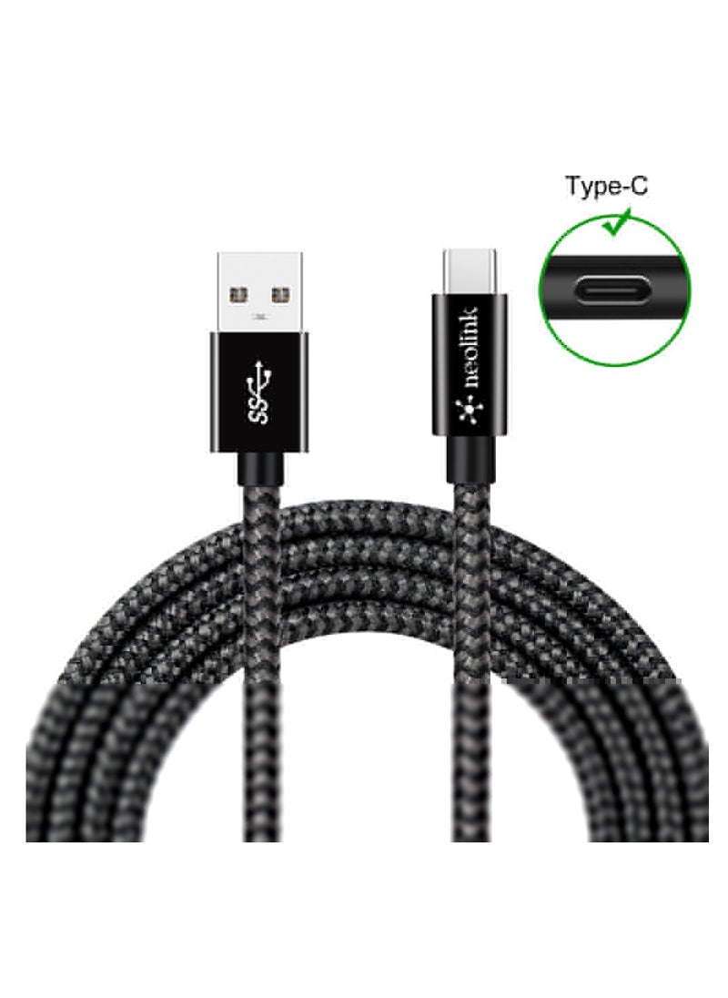 neolink Neolink 1M USB 3.0 60W 3A Fast Charging Cable for i Phone 15 16 Pro Max Samsung Galaxy S24 S23 S22 SSD Grey Type A To Type C Cable, Nylon Braided USB A to USB C Charger Cable Data Transfer Compatible with Samsung Galaxy Note 20/10/10+/9/8, S10 S10E, S20 S9 S8 Plus  - Image 4