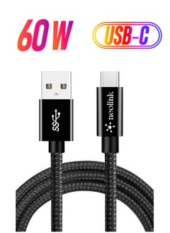 neolink Neolink 1M USB 3.0 60W 3A Fast Charging Cable for i Phone 15 16 Pro Max Samsung Galaxy S24 S23 S22 SSD Grey Type A To Type C Cable, Nylon Braided USB A to USB C Charger Cable Data Transfer Compatible with Samsung Galaxy Note 20/10/10+/9/8, S10 S10E, S20 S9 S8 Plus  - Image 1