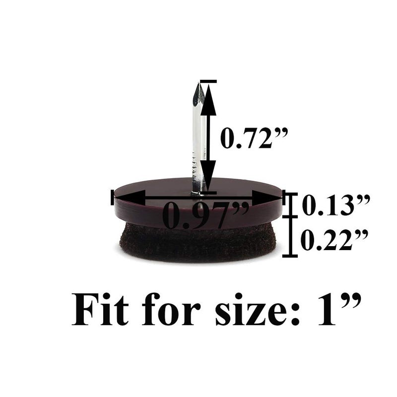 Furnigear Furniture Felt Pads Nail-On Heavy Duty Felt Pad Chair Sliders Round Chair Leg Floor Protectors 1"" Furniture Leg Protector 24 Pack - Image 4