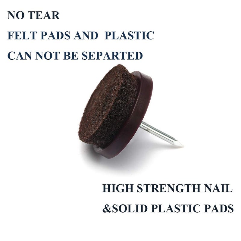 Furnigear Furniture Felt Pads Nail-On Heavy Duty Felt Pad Chair Sliders Round Chair Leg Floor Protectors 1"" Furniture Leg Protector 24 Pack - Image 3