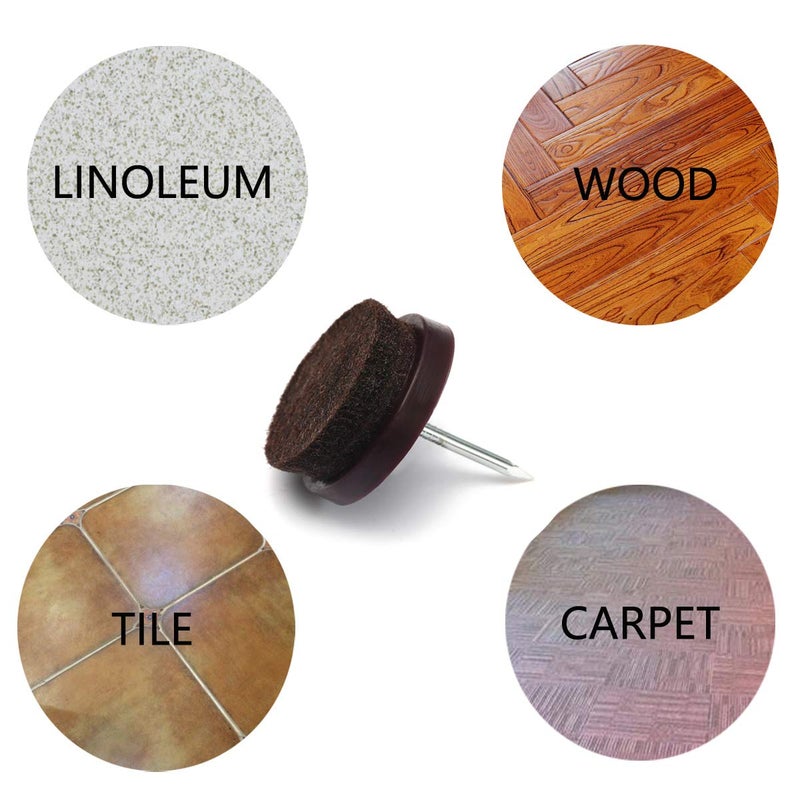 Furnigear Furniture Felt Pads Nail-On Heavy Duty Felt Pad Chair Sliders Round Chair Leg Floor Protectors 1"" Furniture Leg Protector 24 Pack - Image 5