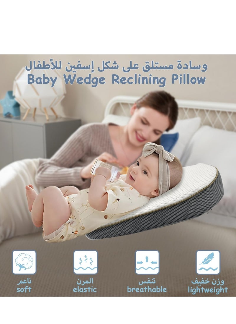 MIXDE Baby Wedge Pillow Anti-Spit Milk Feeding Pillow for Reflux Sleeping Nursery Infant Square Crib 15 Inclination Mattress With Removable Cover Memory Foam Cotton Wedge Cushion for Newborn Child  - Image 2