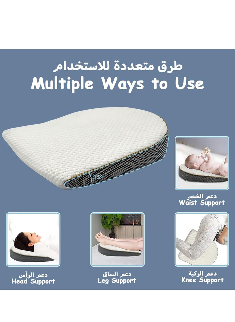 MIXDE Baby Wedge Pillow Anti-Spit Milk Feeding Pillow for Reflux Sleeping Nursery Infant Square Crib 15 Inclination Mattress With Removable Cover Memory Foam Cotton Wedge Cushion for Newborn Child  - Image 3