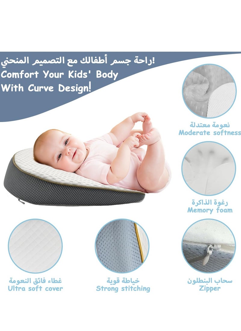 MIXDE Baby Wedge Pillow Anti-Spit Milk Feeding Pillow for Reflux Sleeping Nursery Infant Square Crib 15 Inclination Mattress With Removable Cover Memory Foam Cotton Wedge Cushion for Newborn Child  - Image 4