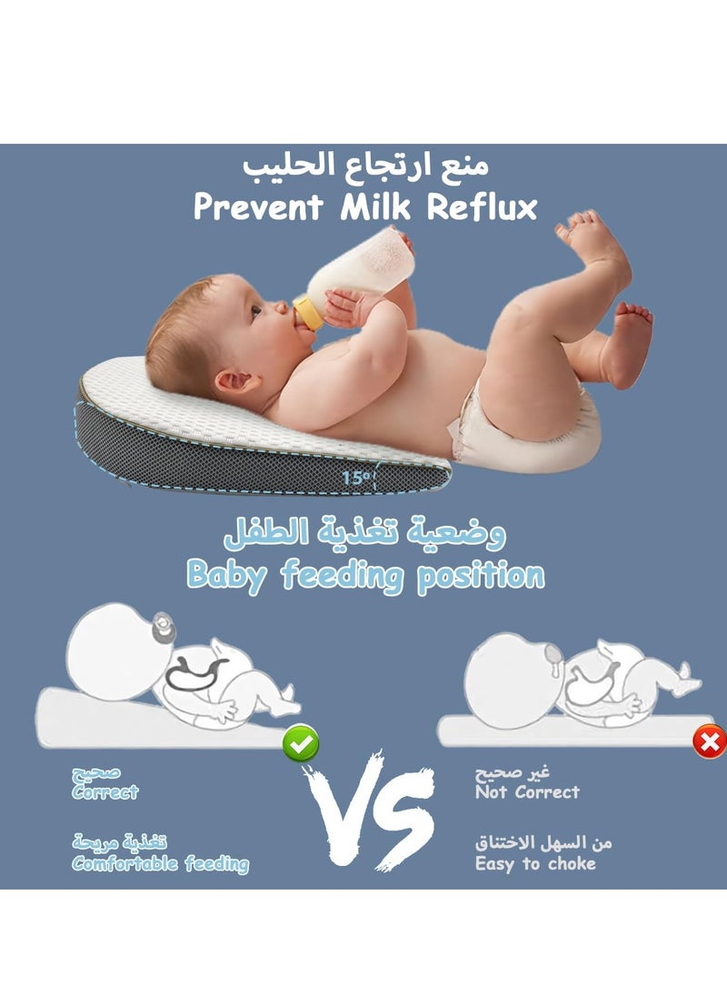 MIXDE Baby Wedge Pillow Anti-Spit Milk Feeding Pillow for Reflux Sleeping Nursery Infant Square Crib 15 Inclination Mattress With Removable Cover Memory Foam Cotton Wedge Cushion for Newborn Child  - Image 5