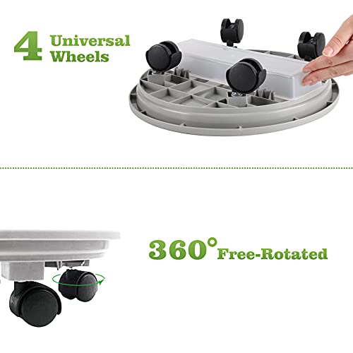 Looca Plant Caddy with Wheels and Drainage Tray, 13”Rolling Plant Stand Flower Pot Mover, Planter Caddies Round Plant Dolly for Heavy Duty Planter, 3 Pack, Bearing 120 lbs (Grey) - Image 4