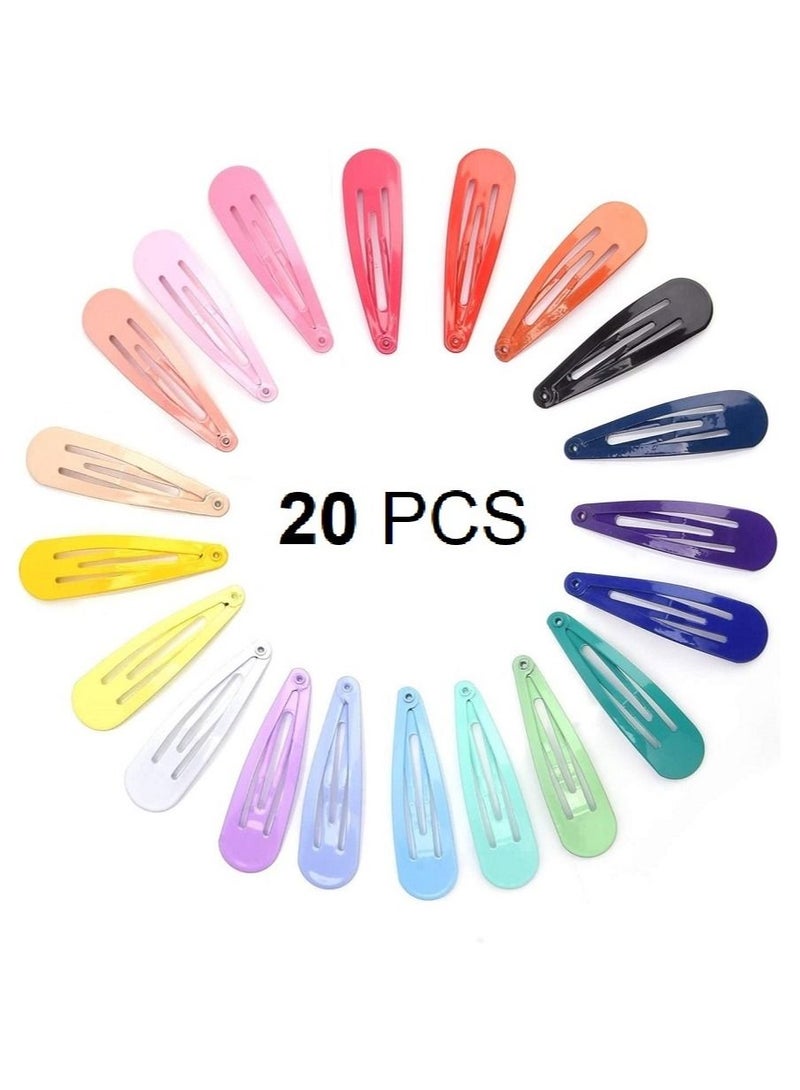 MARGOUN 20Pcs Snap Hair Clip Metal Non Slip Multicolor Hair Barrette Girls Women Hair Accessories - Image 1