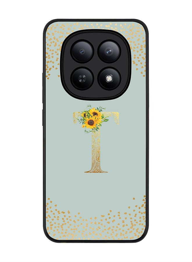 For Xiaomi Redmi Note 15 5G / Poco M8 Case,Slim fit Camera Protection, Shockproof Thin Phone cover  - Custom Floral Monogram - T  (Light Grey )