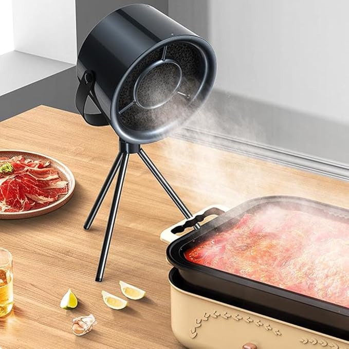 Mini Portable Range Hood Gray With 3 Filters USB C Powered Kitchen Exhaust Fan - Image 1