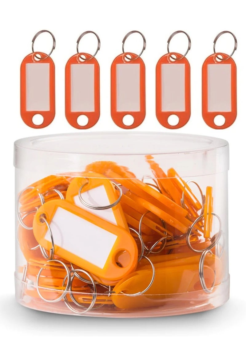 Rubik 50pc Key Tags Plastic Key Rings, Bulk Keychains with Writeable Identification Label Orange  - Image 1