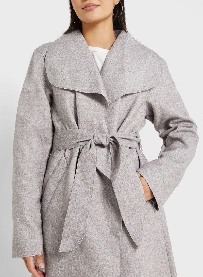 boohoo Longline Belted Coat