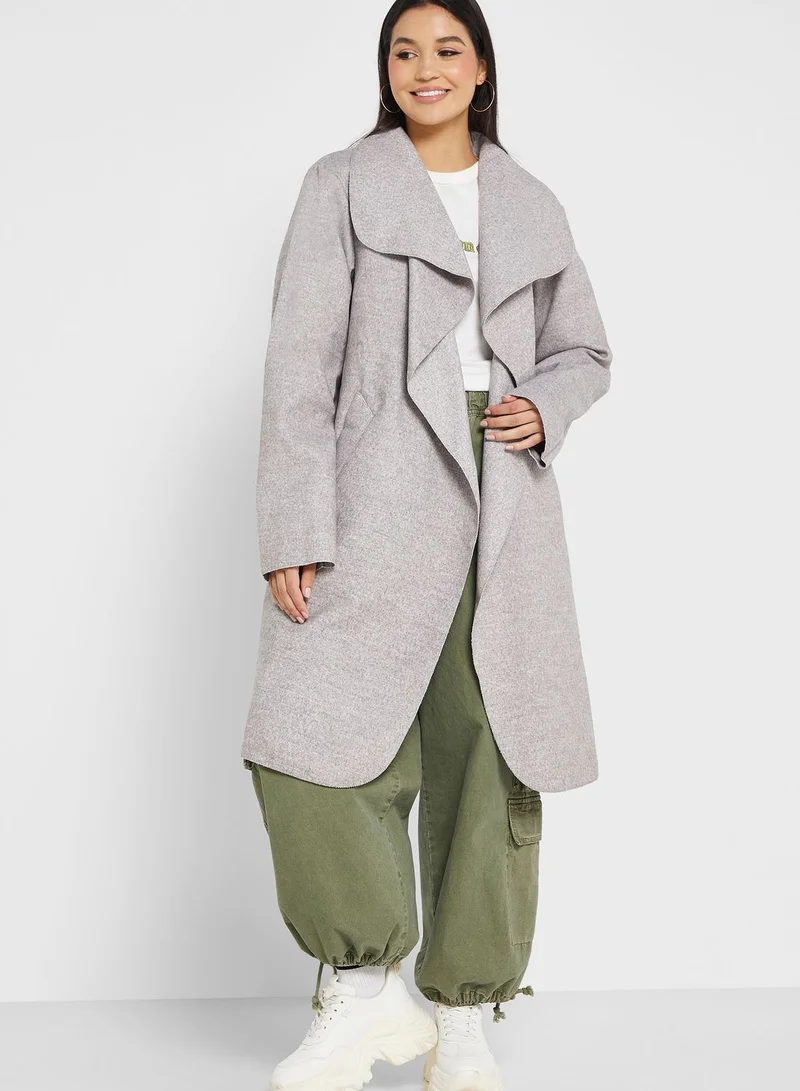 boohoo Longline Belted Coat
