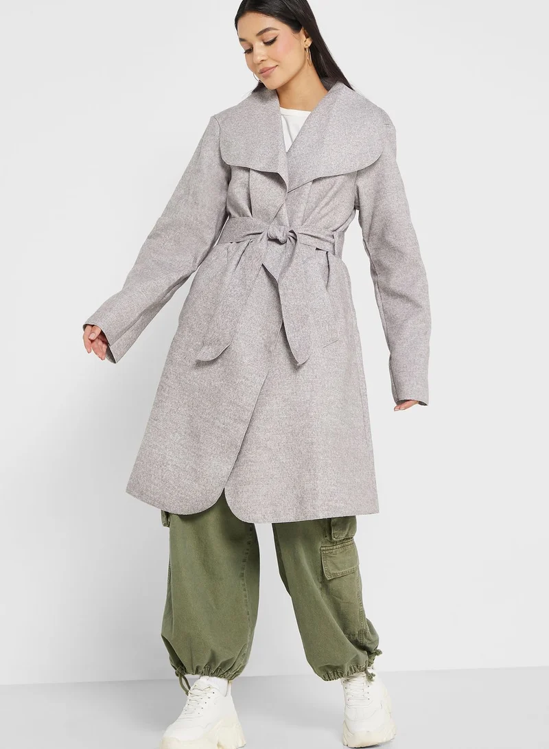 boohoo Longline Belted Coat