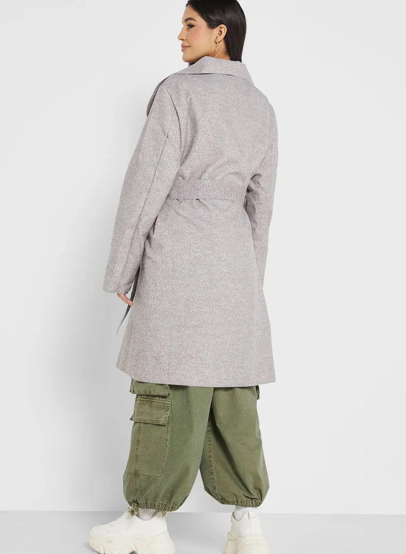 boohoo Longline Belted Coat