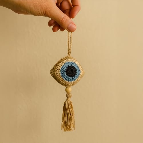 SpecialYou.in Special You Crochet Evil Eye Hanging for Decoration, Evil Eye Keychain, Car Dashboard Decoration Items, Car Accessories for Dashboard, Evil Eye Car Hanging Accessories Interior - Image 5