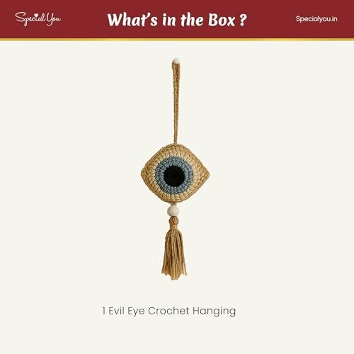 SpecialYou.in Special You Crochet Evil Eye Hanging for Decoration, Evil Eye Keychain, Car Dashboard Decoration Items, Car Accessories for Dashboard, Evil Eye Car Hanging Accessories Interior - Image 3