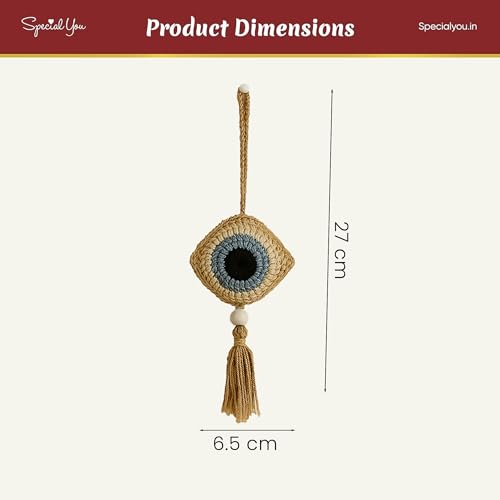 SpecialYou.in Special You Crochet Evil Eye Hanging for Decoration, Evil Eye Keychain, Car Dashboard Decoration Items, Car Accessories for Dashboard, Evil Eye Car Hanging Accessories Interior - Image 4