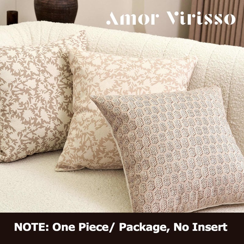 Amor Virisso Floral Pillow Covers 24x24 Couch Pillows for Living Room Decorative Throw Pillow Covers Accent Farmhouse Neutral Pillow Covers 1PC, Cloud Cream - Image 4
