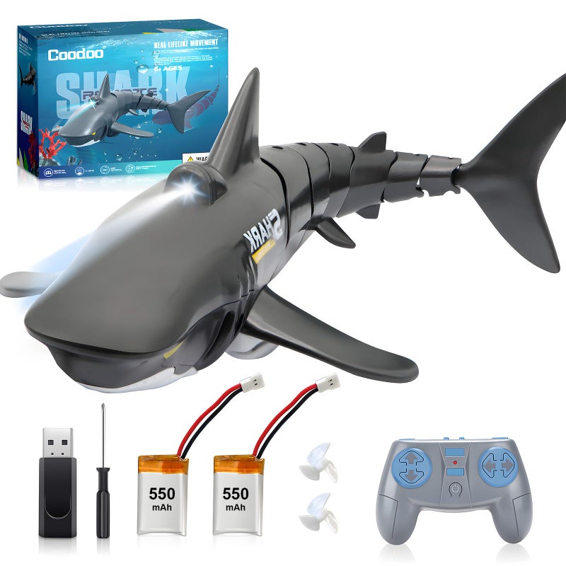 Coodoo 24G Remote Control Shark Toy 118 Scale High Simulation Shark for Swimming Pool Bathroom Great Gift RC Boat Toys for 6 Year Old Boys and Girls with 2 Batteries - Image 2