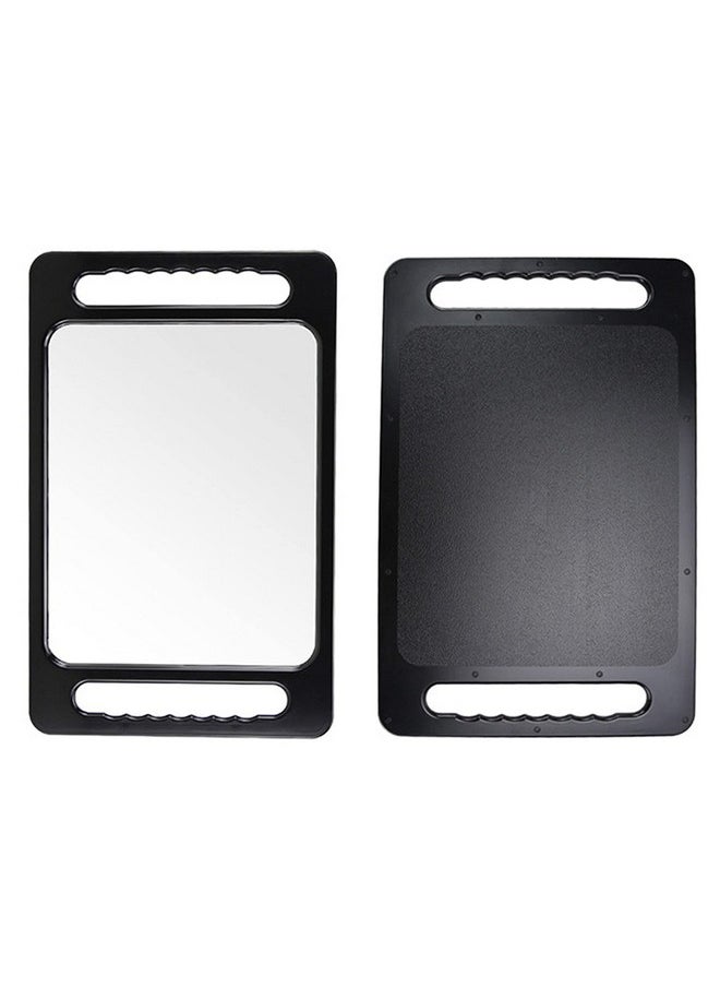 Nerien Hand Makeup Mirror Black Rectangular Double Handles Salon Mirror Unbreakable Large Handheld Barber Mirror Hairstylist Accessories  - Image 4